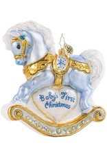 Christopher Radko Baby's First Christmas Foal Blue Pony Rocking Horse Ornament 5 inch