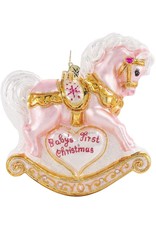 Christopher Radko Baby's First Christmas Filly Pink Pony Rocking Horse Ornament 5 inch