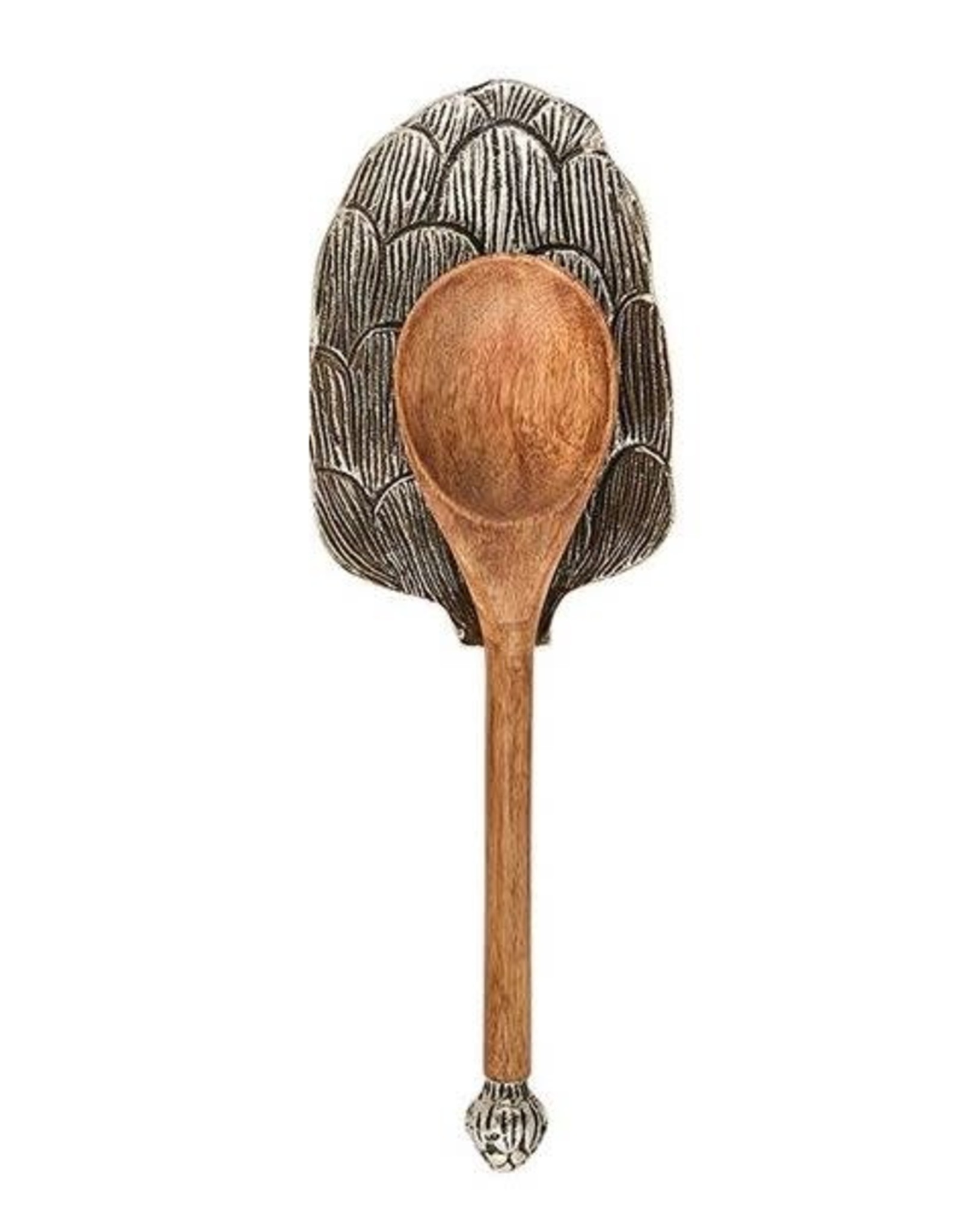 Mud Pie Artichoke Spoon Rest Set With Wooden Spoon