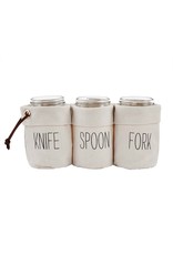 Mud Pie Canvas Jar Utensil Caddy For Knives Spoons And Forks