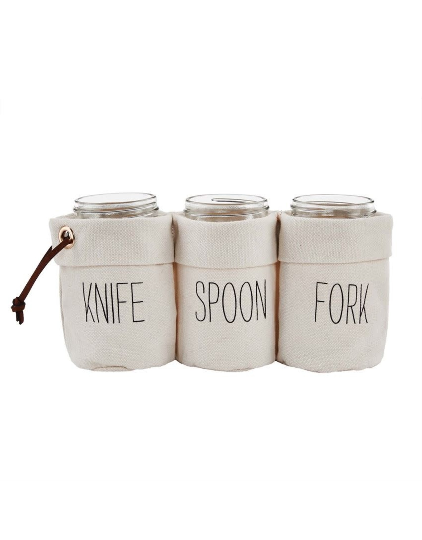 Mud Pie Canvas Jar Utensil Caddy For Knives Spoons And Forks