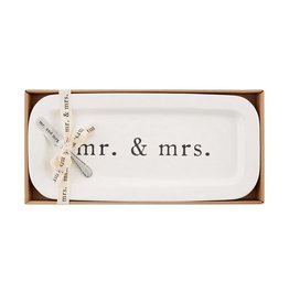 Mud Pie Mr And Mrs Hostess Set Ceramic Tray And Spreader