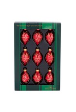 Kurt Adler Miniature Glass Drop Ornaments 35MM Set of 9 Red Gold