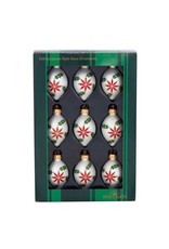 Kurt Adler Miniature Glass Drop Ornaments 35MM Set of 9 White Red Green