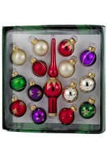 Kurt Adler Multi Miniature Glass Ball Ornaments 35mm W Topper Set of 9