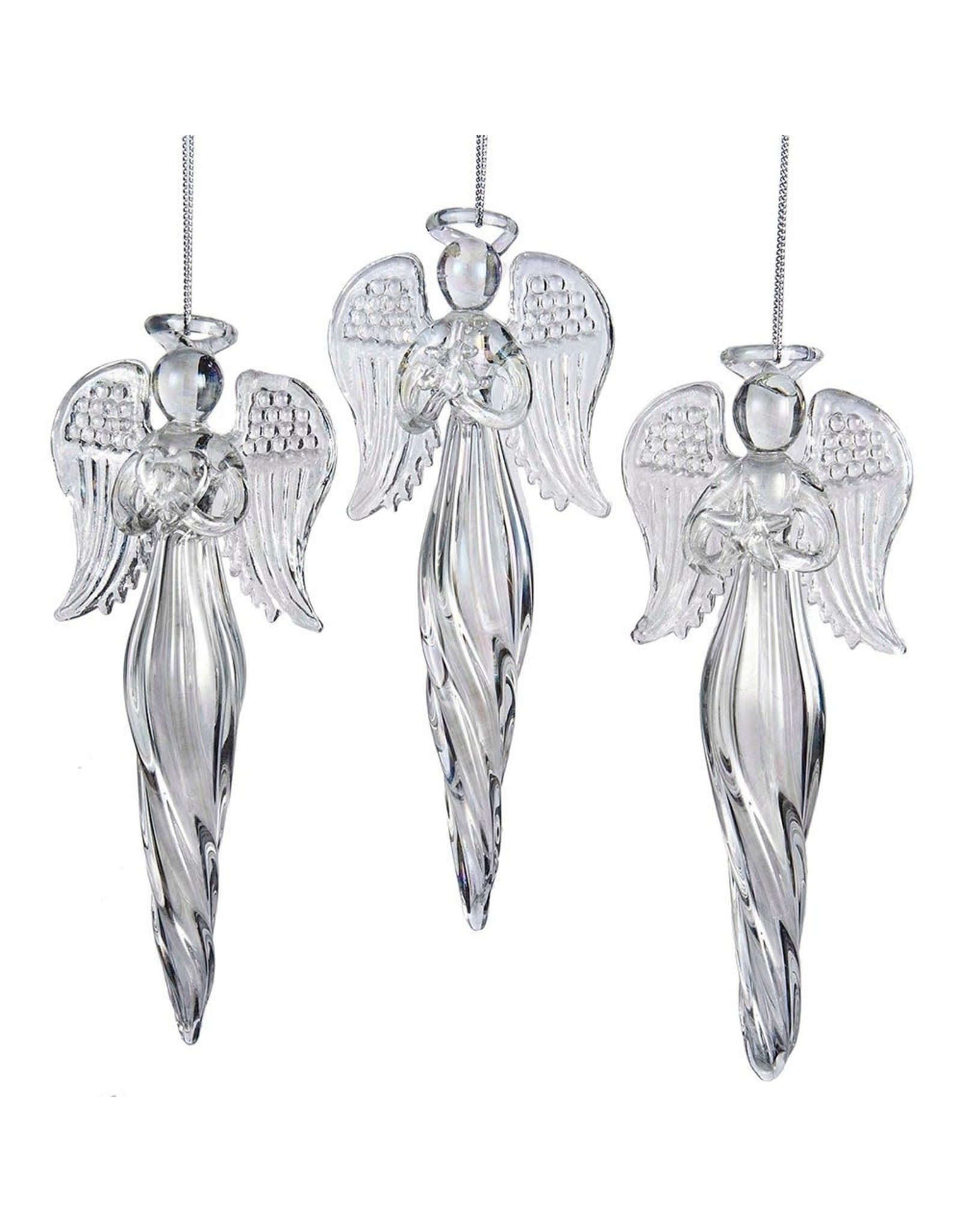 Kurt Adler Glass Angel Finial Ornaments 3 Assorted