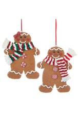 Kurt Adler Gingerbread Boy And Girl W Scarf Ornaments 2 Assorted