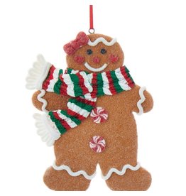 Kurt Adler Gingerbread Girl With Scarf Ornament
