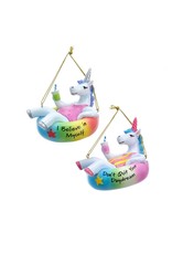 Kurt Adler Unicorns On Pool Floats Ornaments Set of 2 Assorted