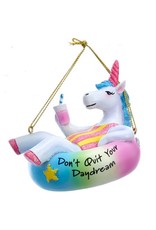 Kurt Adler Unicorn On Pool Float Ornament Don't Quit Your Daydream