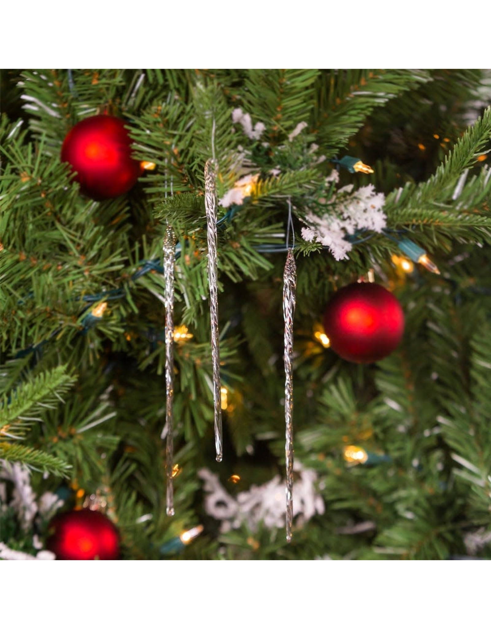 Kurt Adler Christmas Ornaments Glass Icicles 7.5L Set of 6