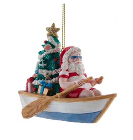 Kurt Adler Coastal Santa In Row Boat Ornament