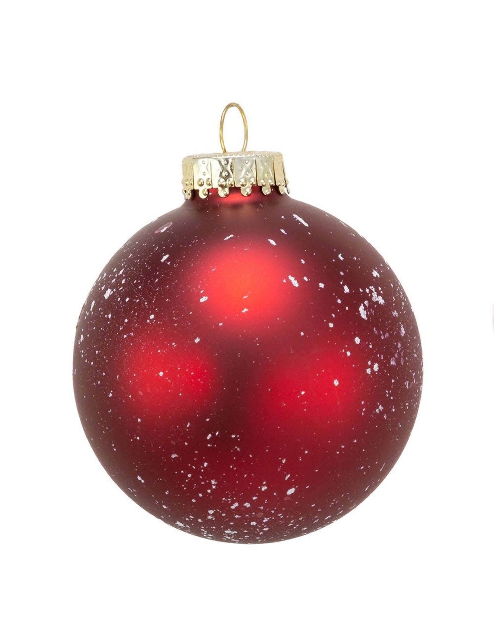 Kurt Adler Red Snowy Pinecone Branch Design Ball Ornaments Set of 6