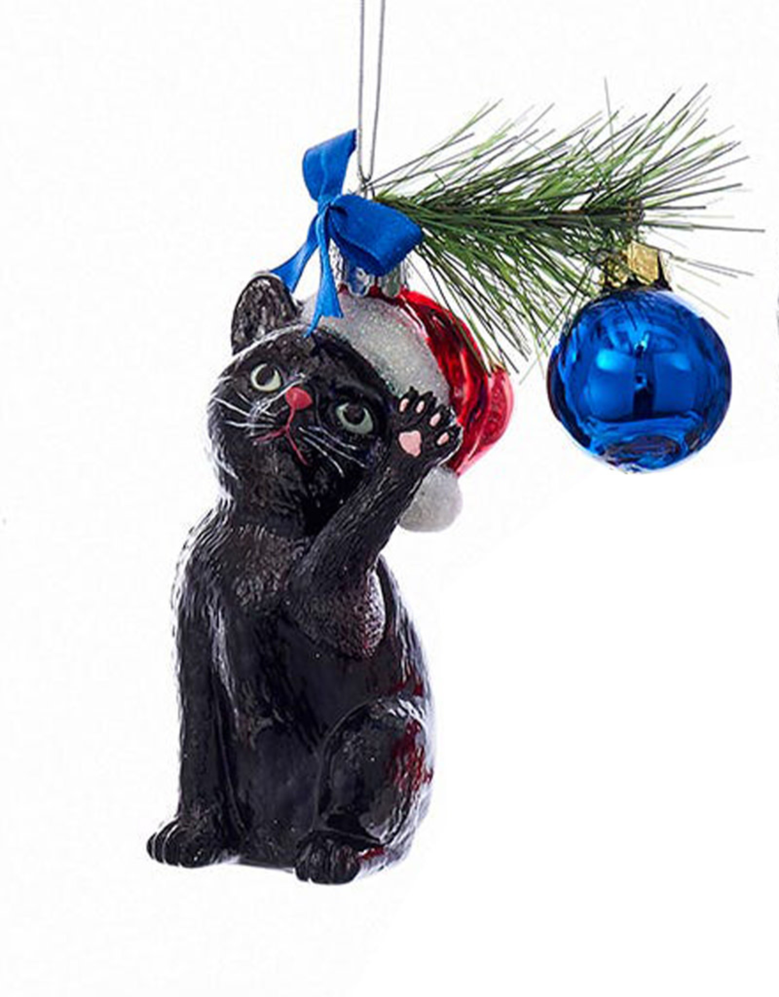 Kurt Adler Christmas Black Cat Glass Nobel Gems Ornament