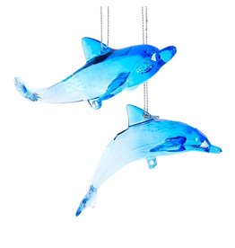 Kurt Adler Acrylic Dolphin Ornaments Set of 2