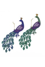 Kurt Adler Glittered Peacock Ornaments Set of 2