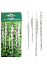 Kurt Adler Twisted Clear Glass Icicles Ornaments Set of 24 3.5-5.5 Inch