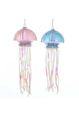 Kurt Adler Glass Blue And Pink Jellyfish Ornaments 2 Assorted