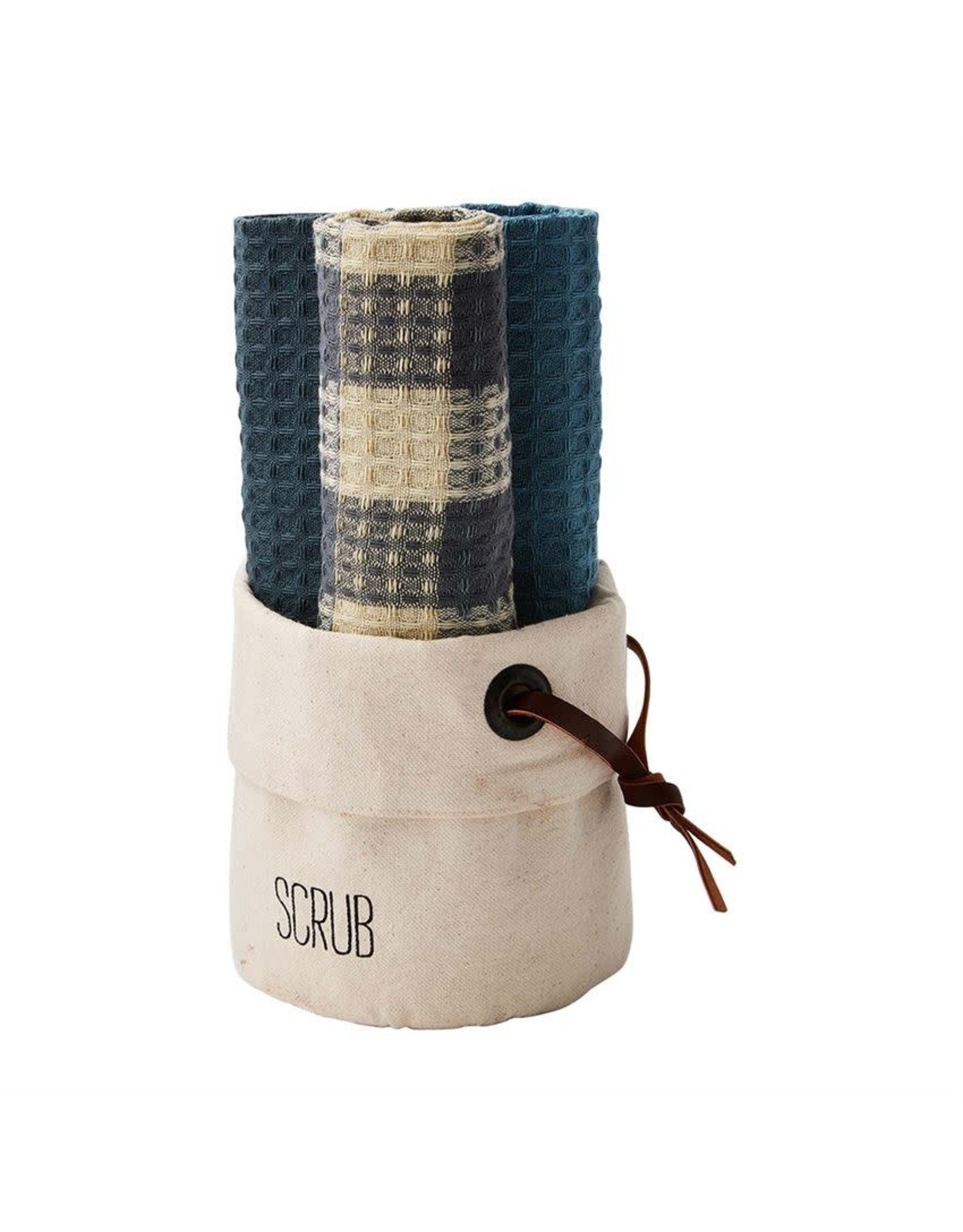 Mud Pie Canvas Dish Towel Basket Set - SCRUB