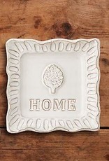 Mud Pie Milk Glazed Terracotta Trinket Dish with HOME Sentiment