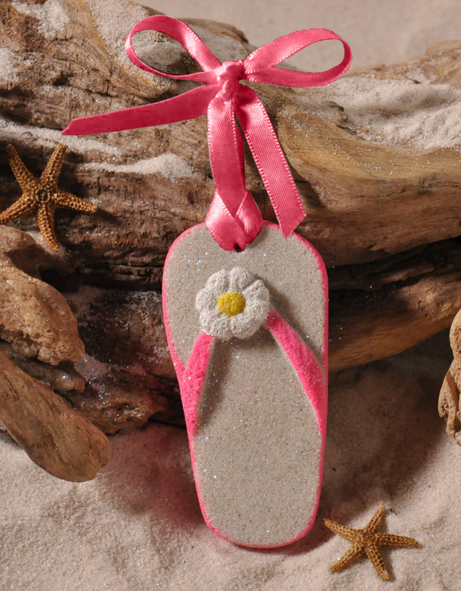 DIGS-N-GIFTS Flip-Flop Sand Christmas Ornament - Pink