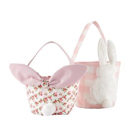 Mud Pie Gingham Easter Bunny Baskets Rose SET of 2 Assorted