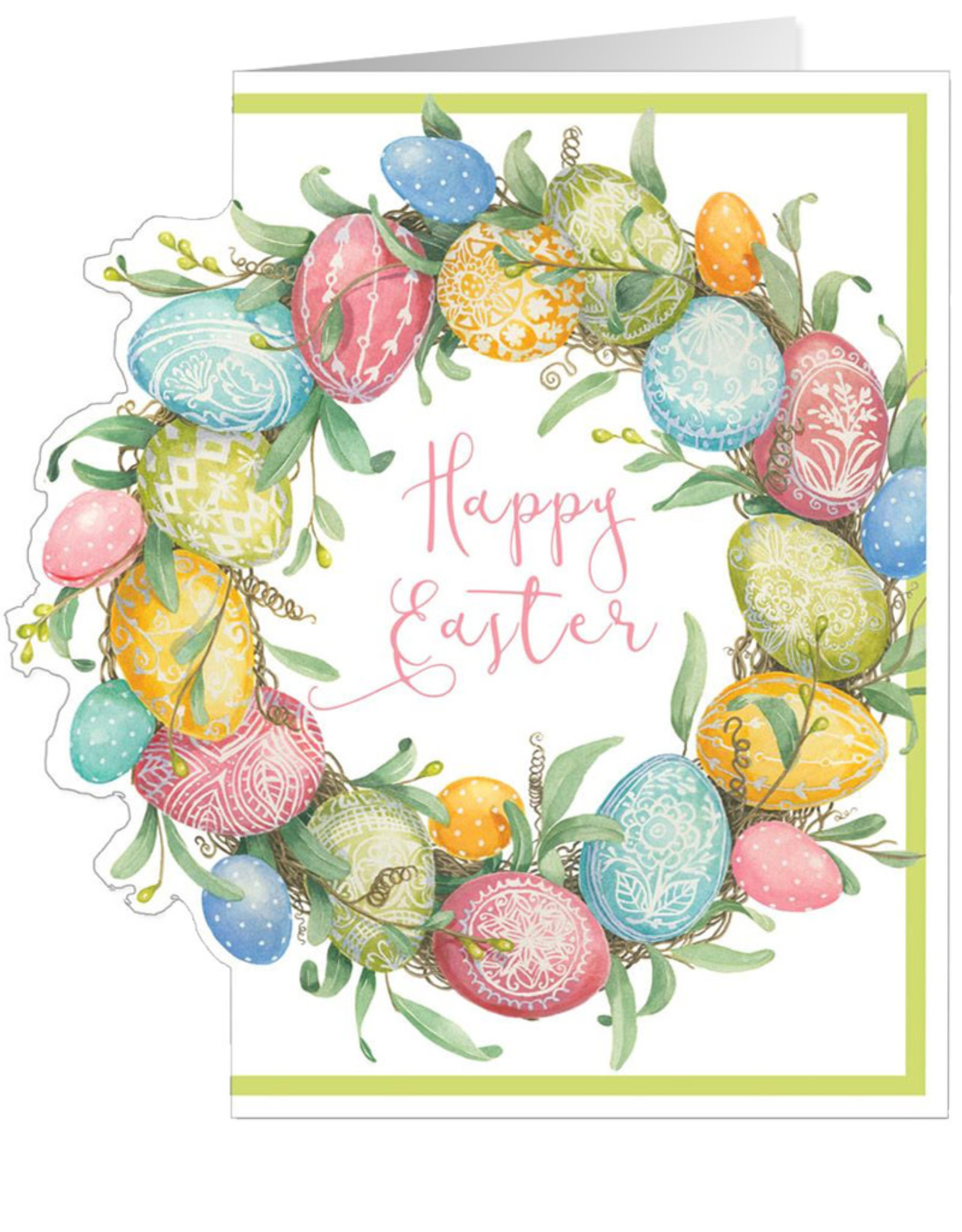 Caspari Easter Cards Easter Egg Wreath Die-Cut Greeting Card