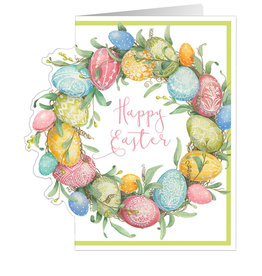 Caspari Easter Cards Easter Egg Wreath Die-Cut Greeting Card