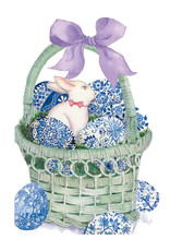 Caspari Easter Cards Bunny in Easter Basket Die-Cut Greeting Card