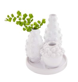 Mud Pie White Beaded Bud Vase Tray