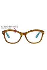 Reading Glasses Monterey Bay Blue Light Honey Tortoise-Teal +3.50