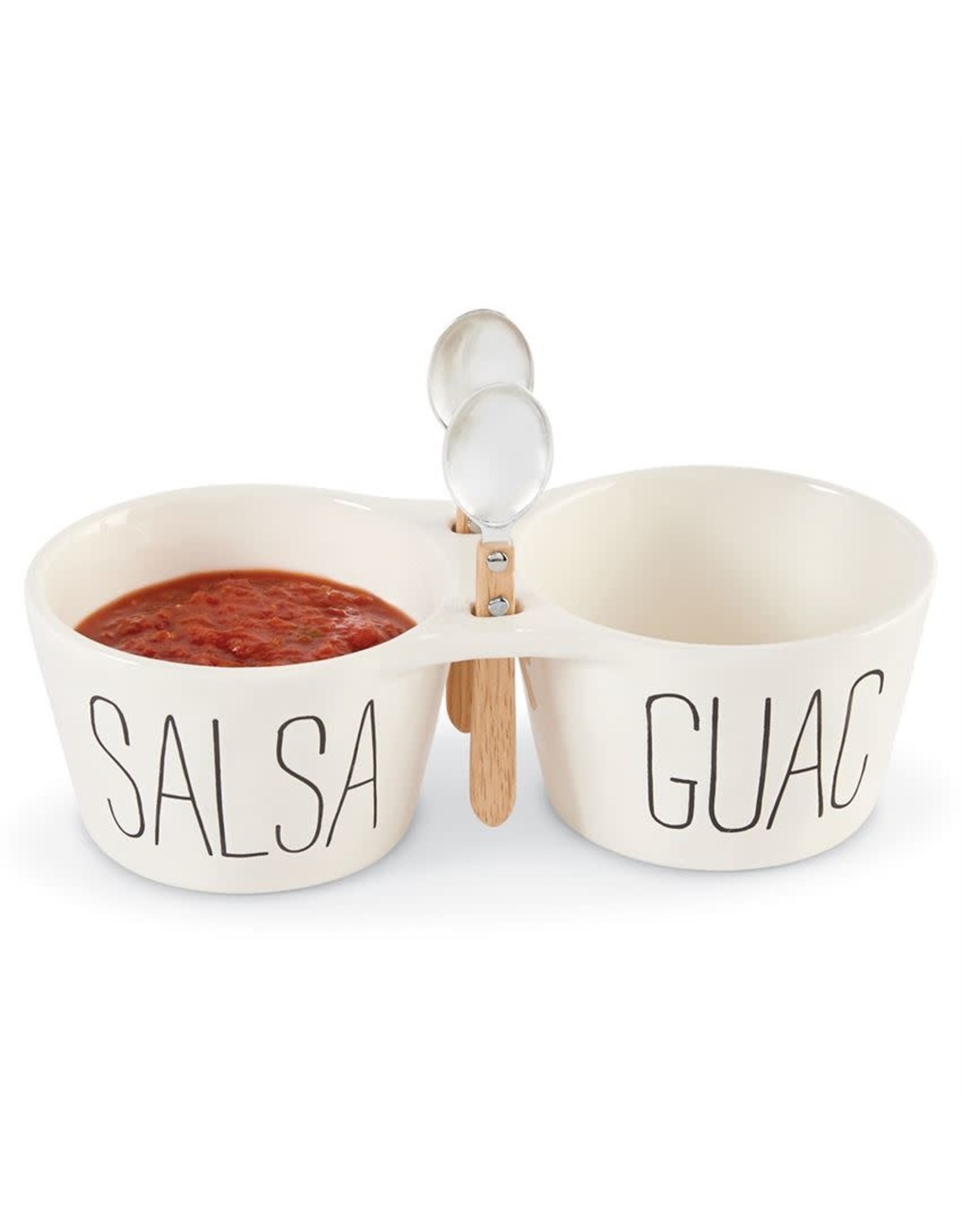 Mud Pie Salsa And Guac Double Dip Set With 2 Spoons