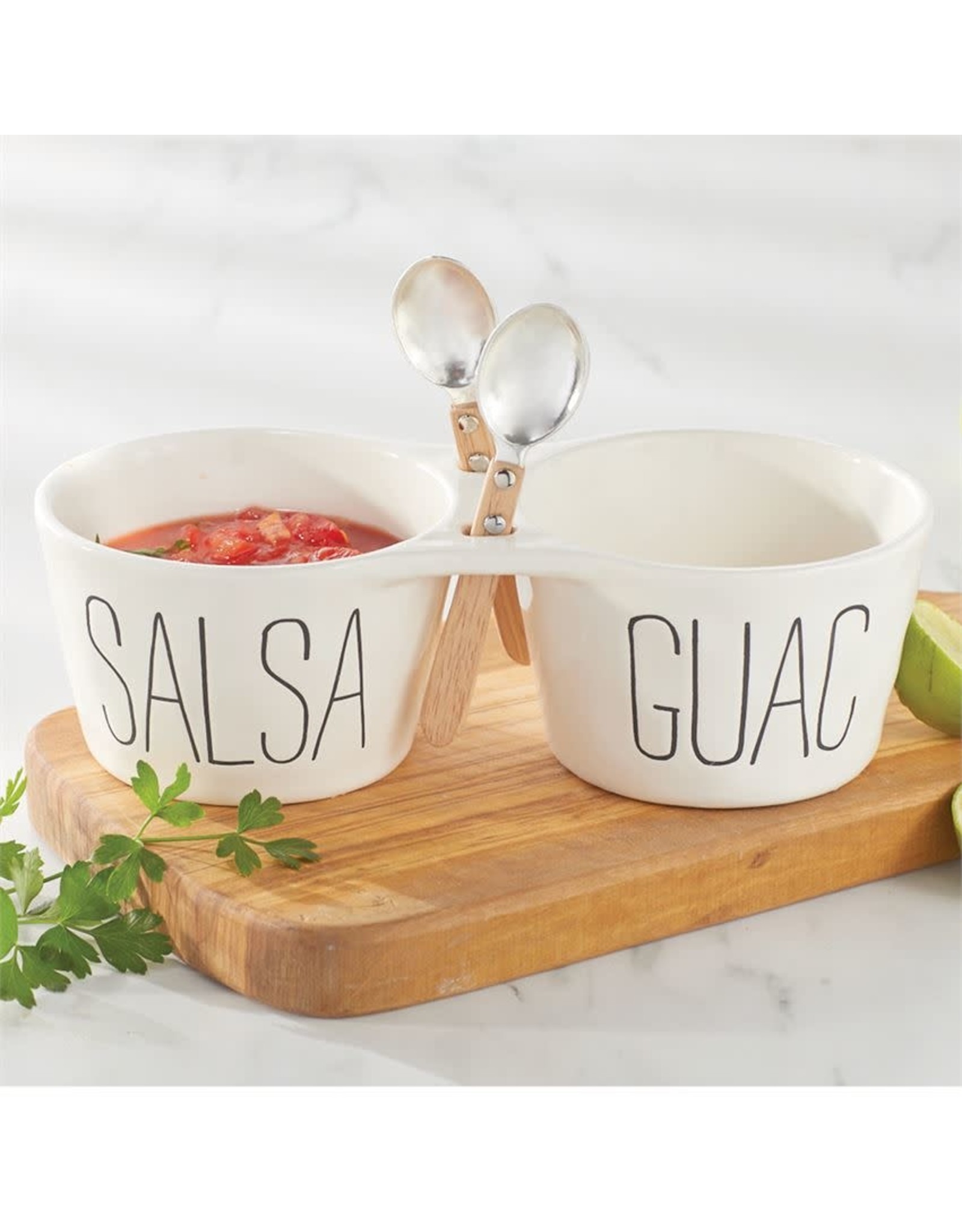Mud Pie Salsa And Guac Double Dip Set With 2 Spoons