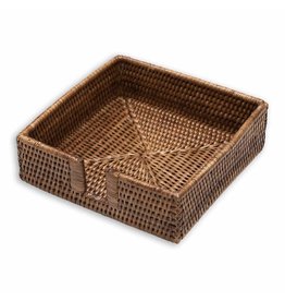 Caspari Rattan Luncheon Napkin Holder In Dark Natural