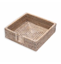 Caspari Rattan Luncheon Napkin Holder In White Natural