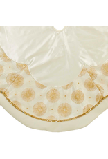 Kurt Adler Christmas Tree Skirt 54D Gold on Satin Ivory Satin