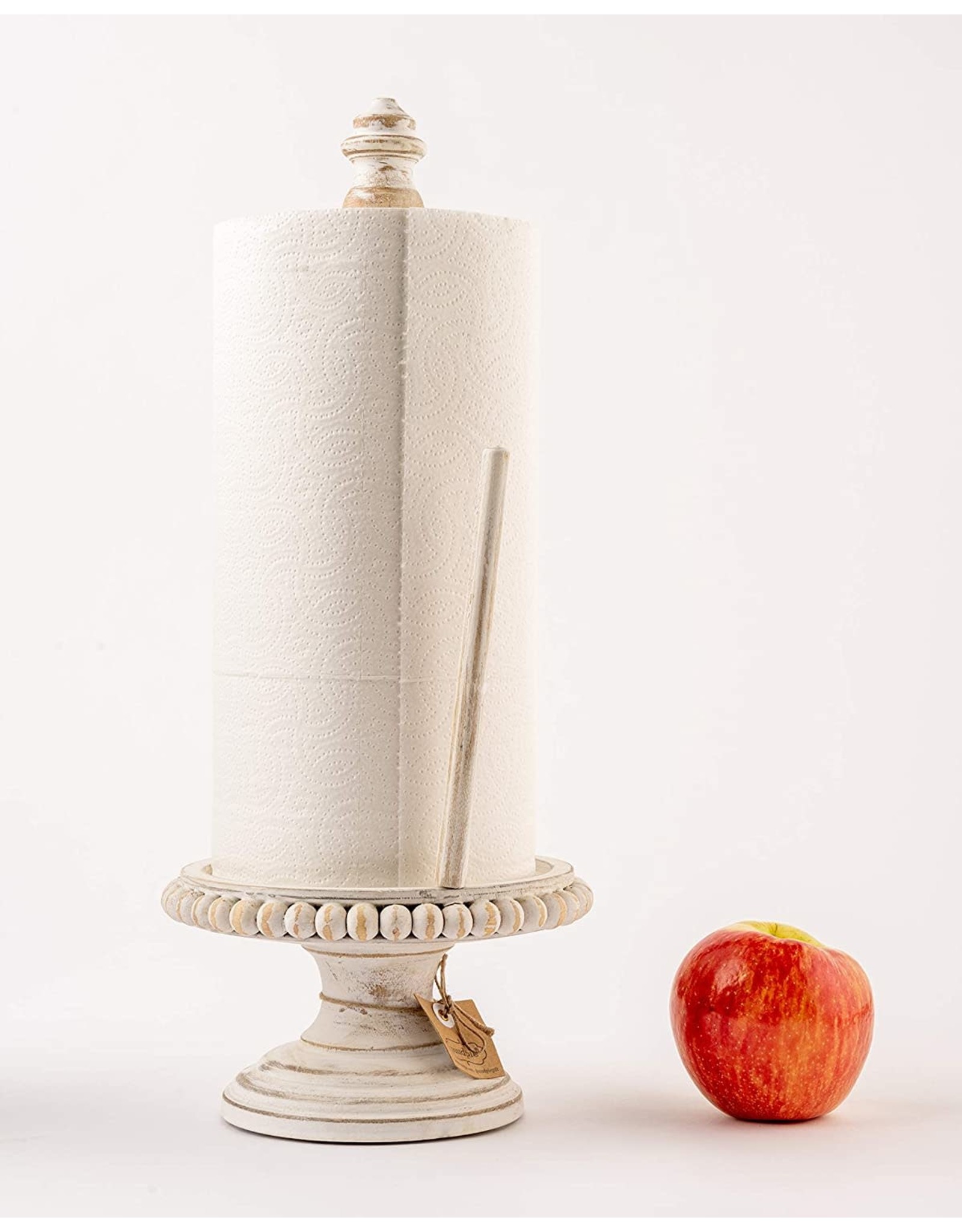 Mud Pie White Washed Beaded Paper Towel Holder