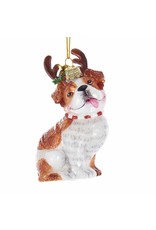 Kurt Adler Nobel Gems Bulldog With Antlers Glass Ornament