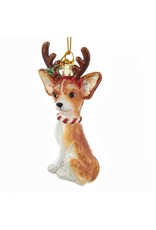 Kurt Adler Nobel Gems Chihuahua Dog With Antlers Glass Ornament