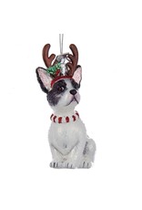 Kurt Adler Nobel Gems French Bulldog With Antlers Glass Ornament