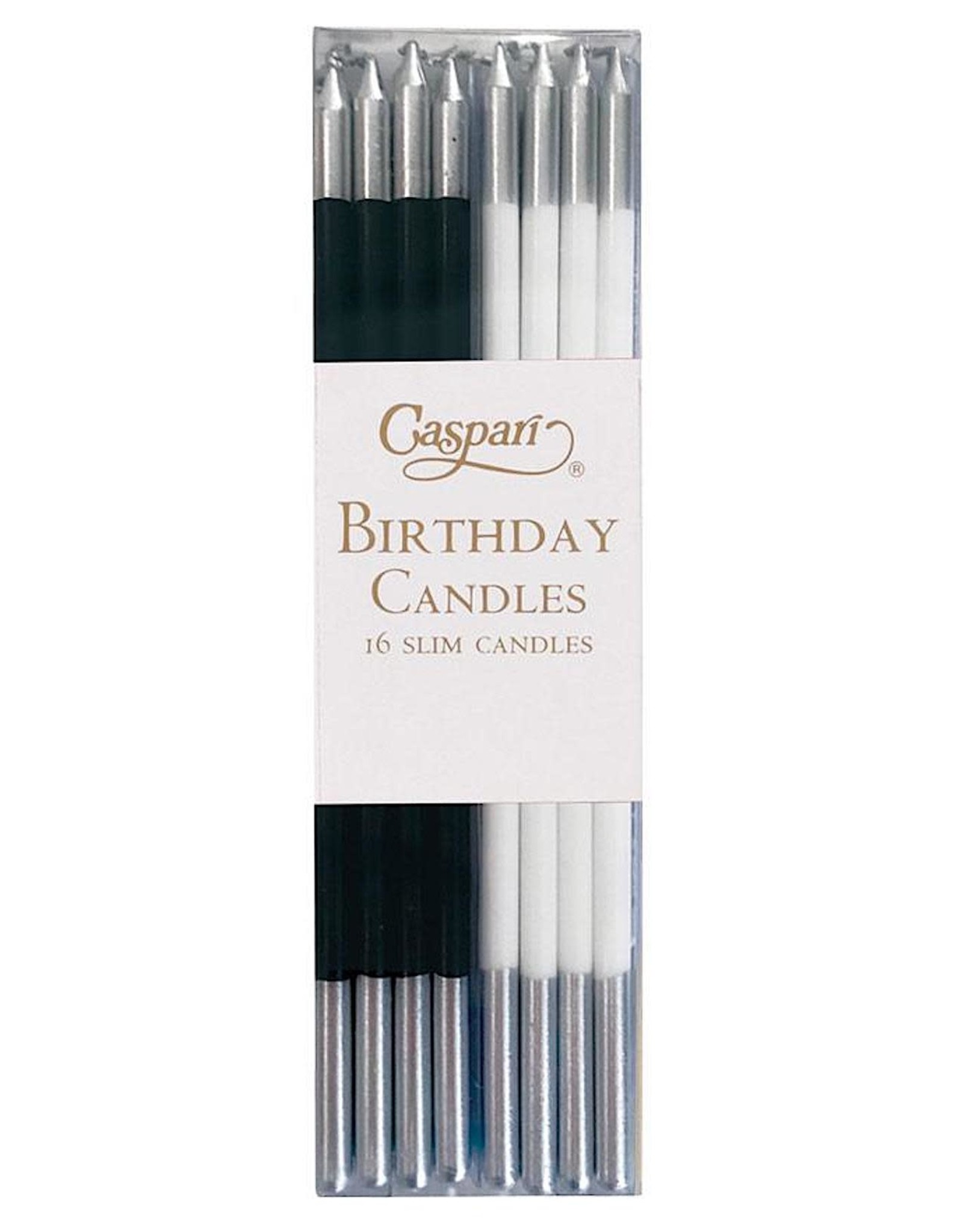 Caspari Slim Birthday Candles In Black White Mix 16PK