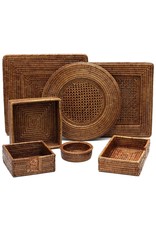 Caspari Rattan Guest Towel Napkin Holder Rattan