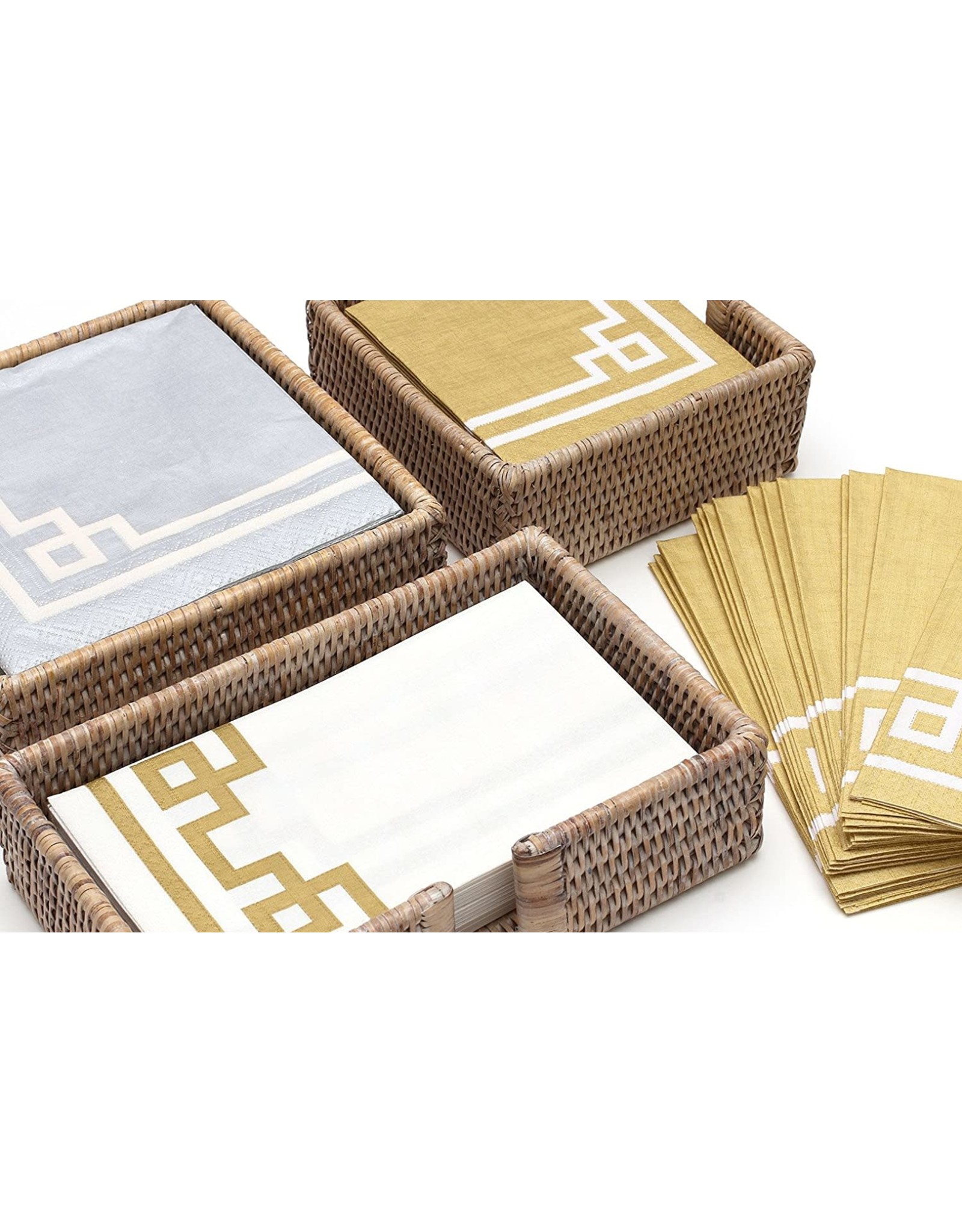 Caspari Rattan Guest Towel Napkin Holder Rattan