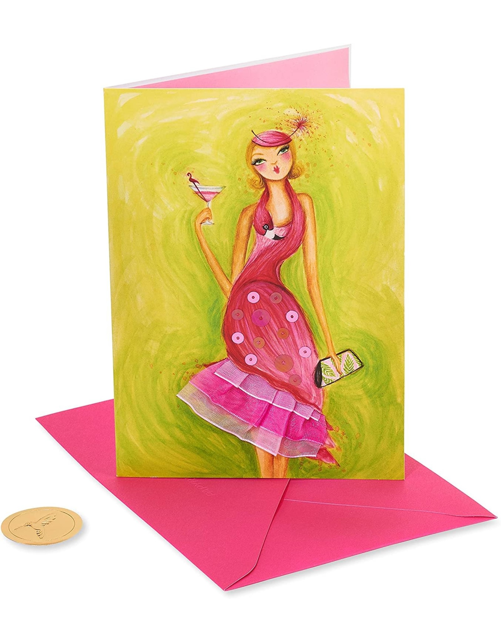 PAPYRUS® Birthday Card Girl In Flamingo Dress by Bella Pilar