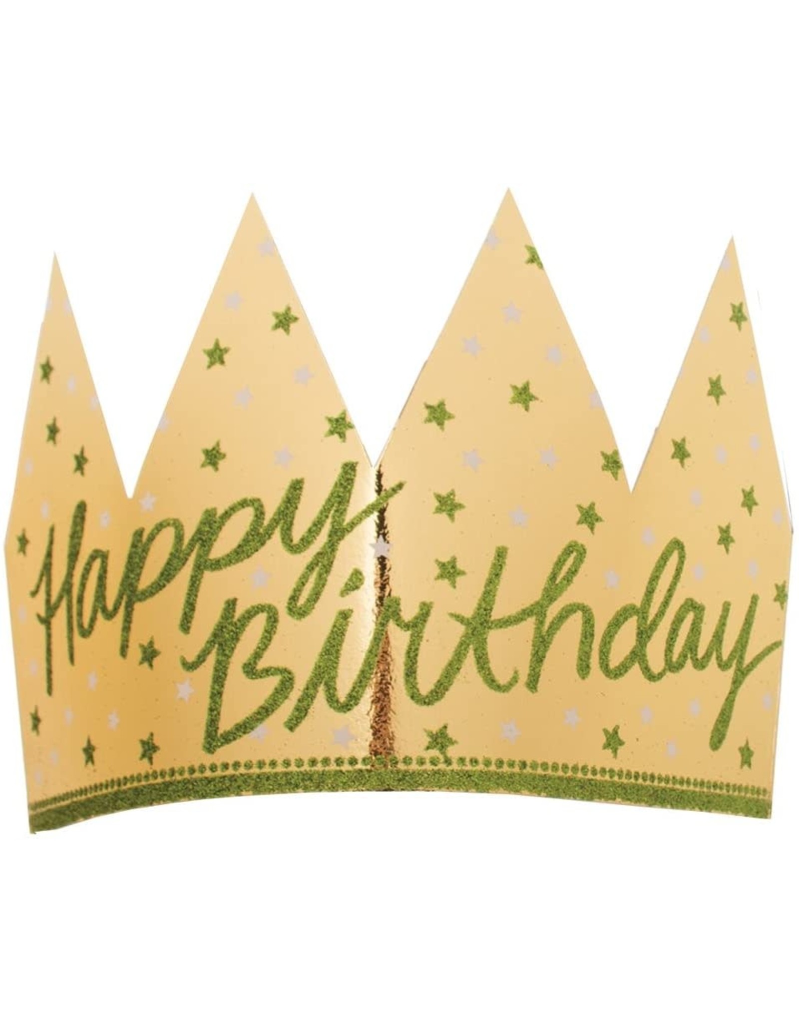 Gold Foil Glittered Happy Birthday Crowns 6pk