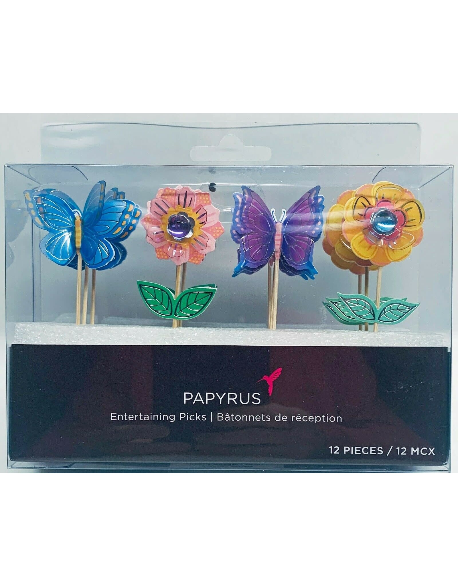 Papyrus Cupcake Party Picks 12pk Flowers And Butterflies
