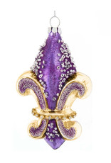 Kurt Adler Royal Splendor Glass Fleur De Lis Ornament - Dark