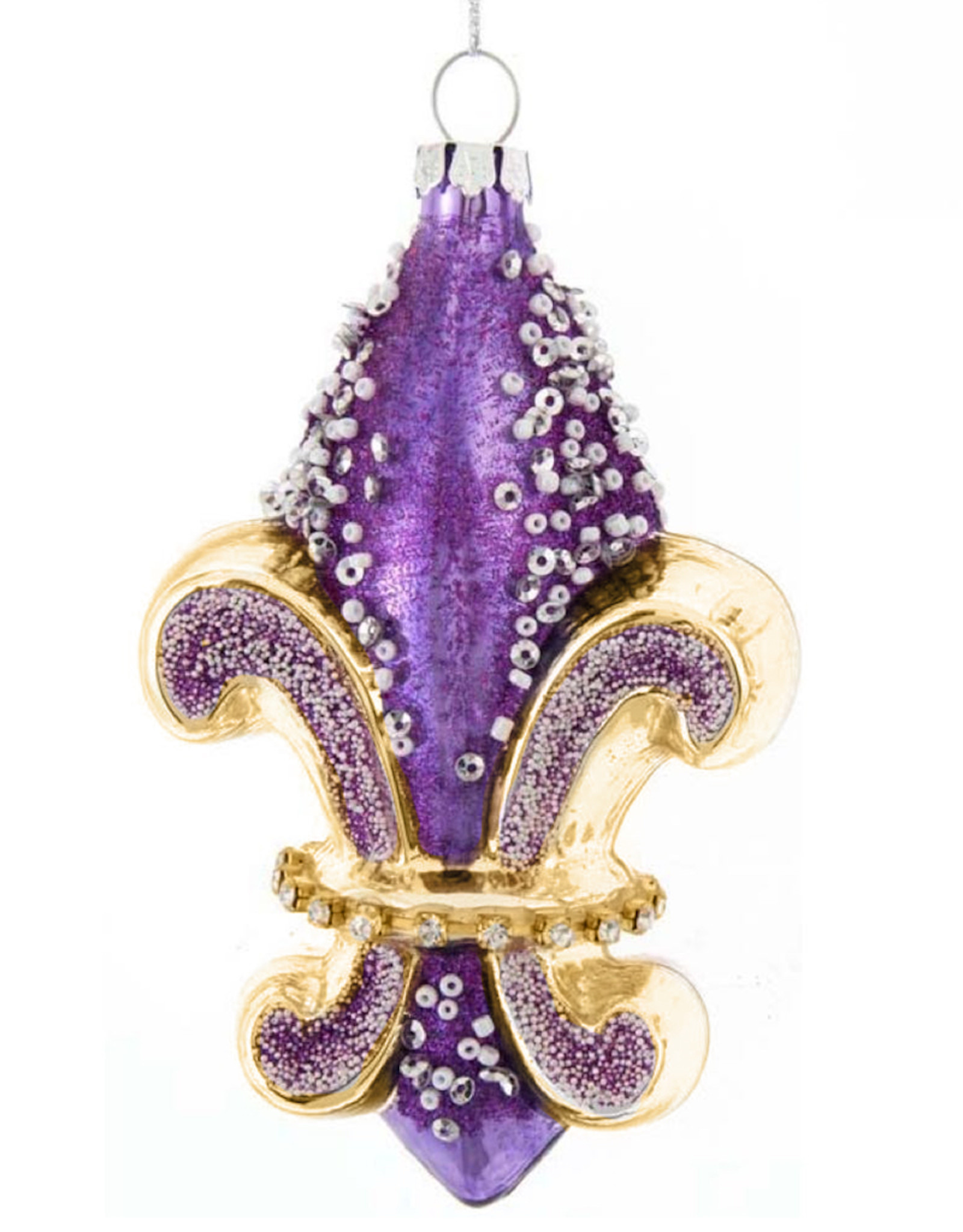 Kurt Adler Royal Splendor Glass Fleur De Lis Ornament - Dark