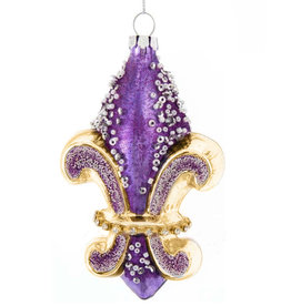 Kurt Adler Royal Splendor Glass Fleur De Lis Ornament - Dark