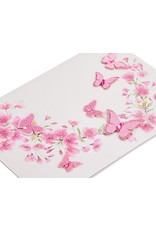 PAPYRUS® Blank Card Pink Glitter Butterflies Floral Design